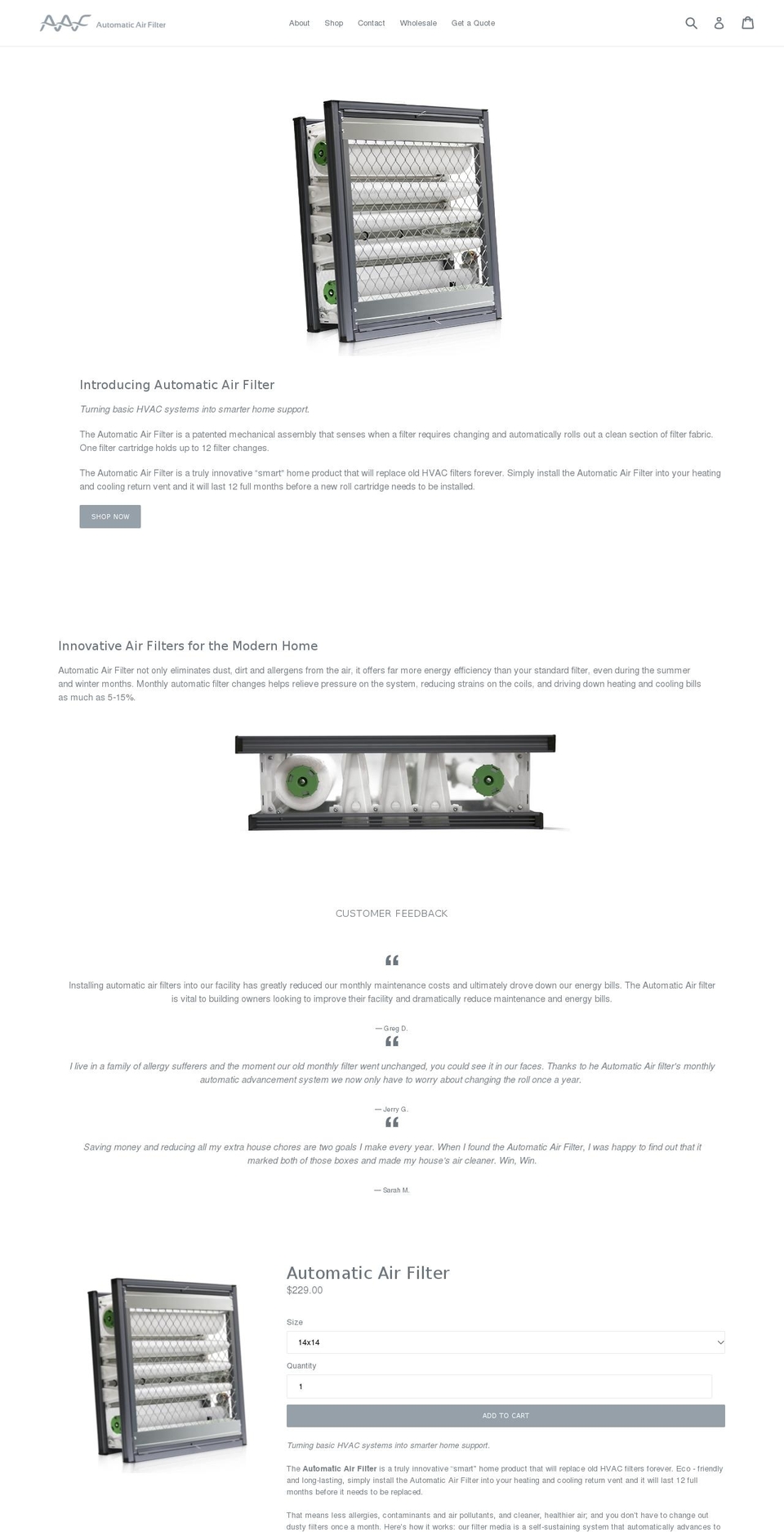 automaticairfilter.com — Shopify storefront screenshot