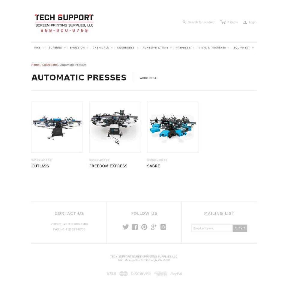 automaticsilkscreen.equipment shopify website screenshot