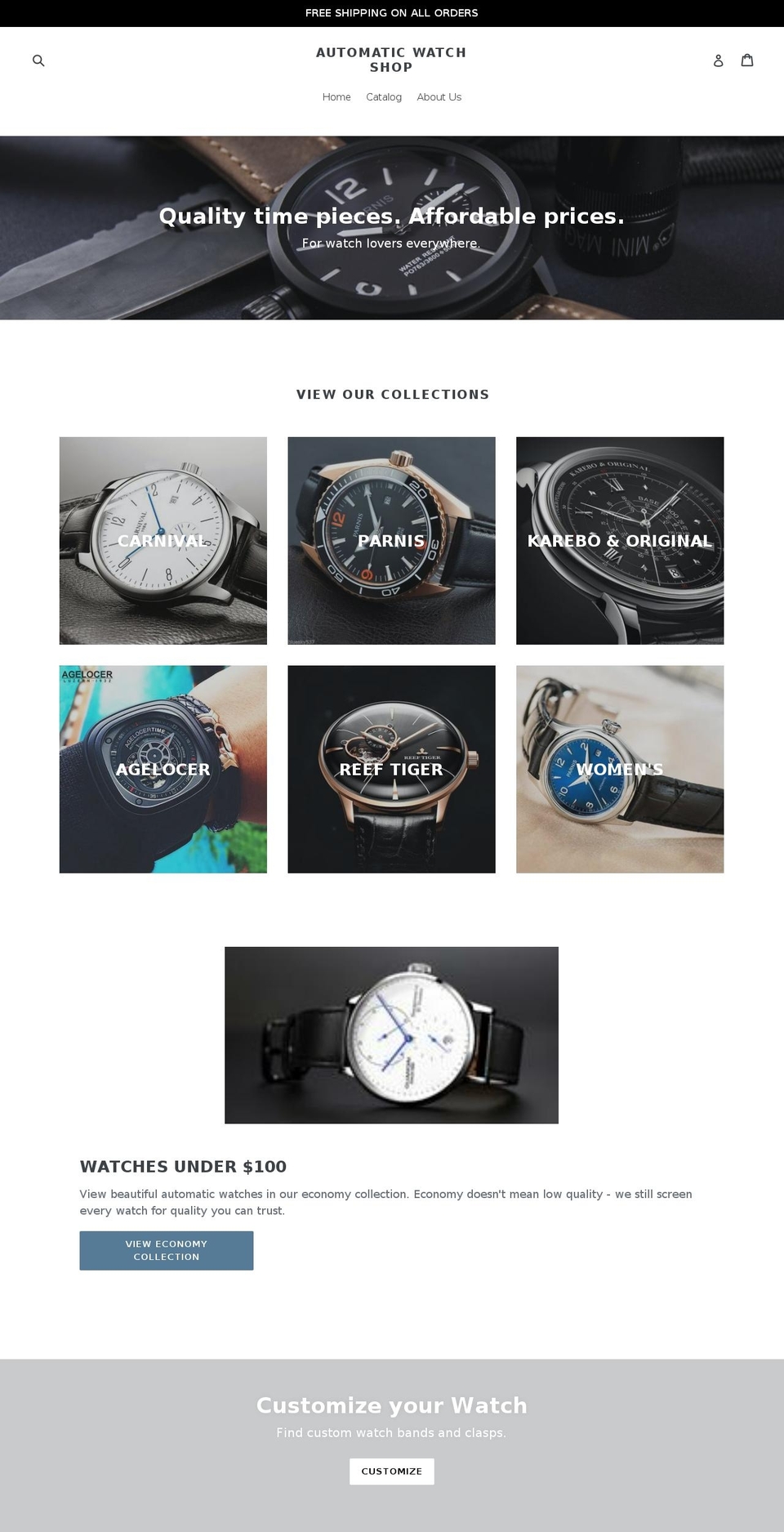 automaticwatchshop.com — Shopify storefront screenshot