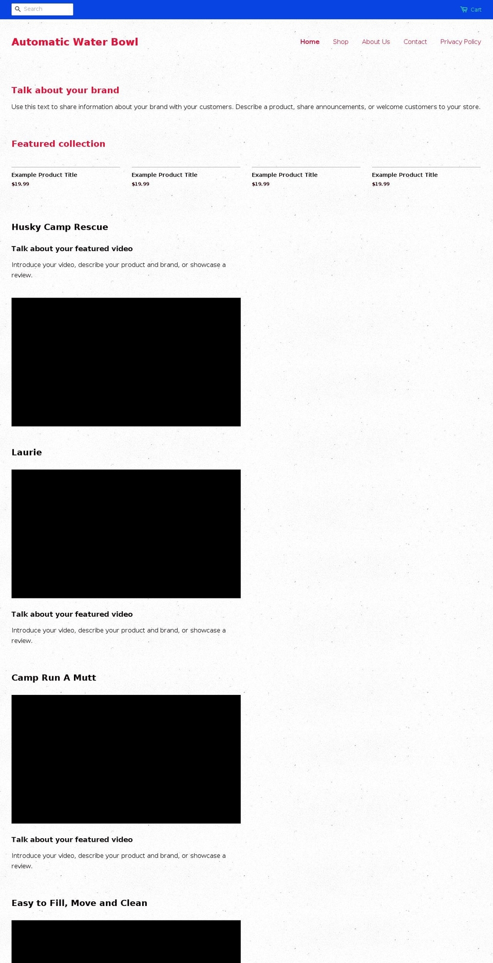 automaticwaterbowl.net shopify website screenshot