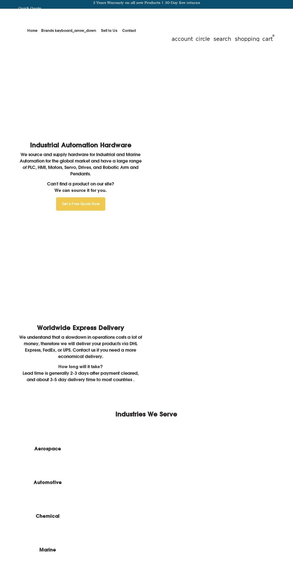 automation-warehouse.com shopify website screenshot