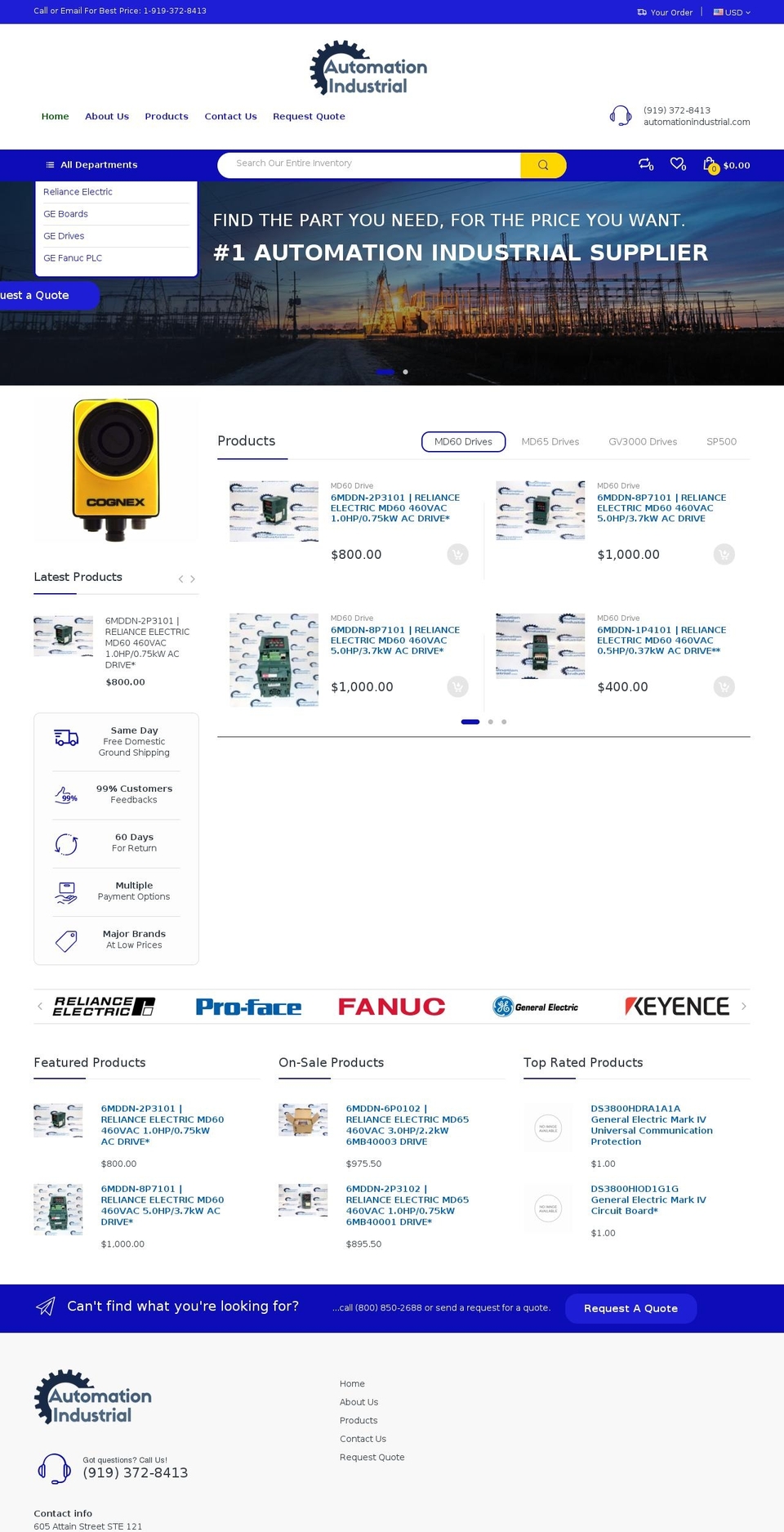 automationindustrial.com shopify website screenshot
