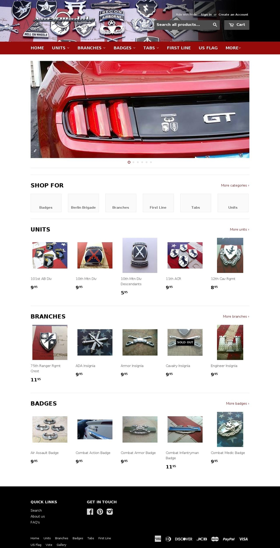 automedals.com shopify website screenshot