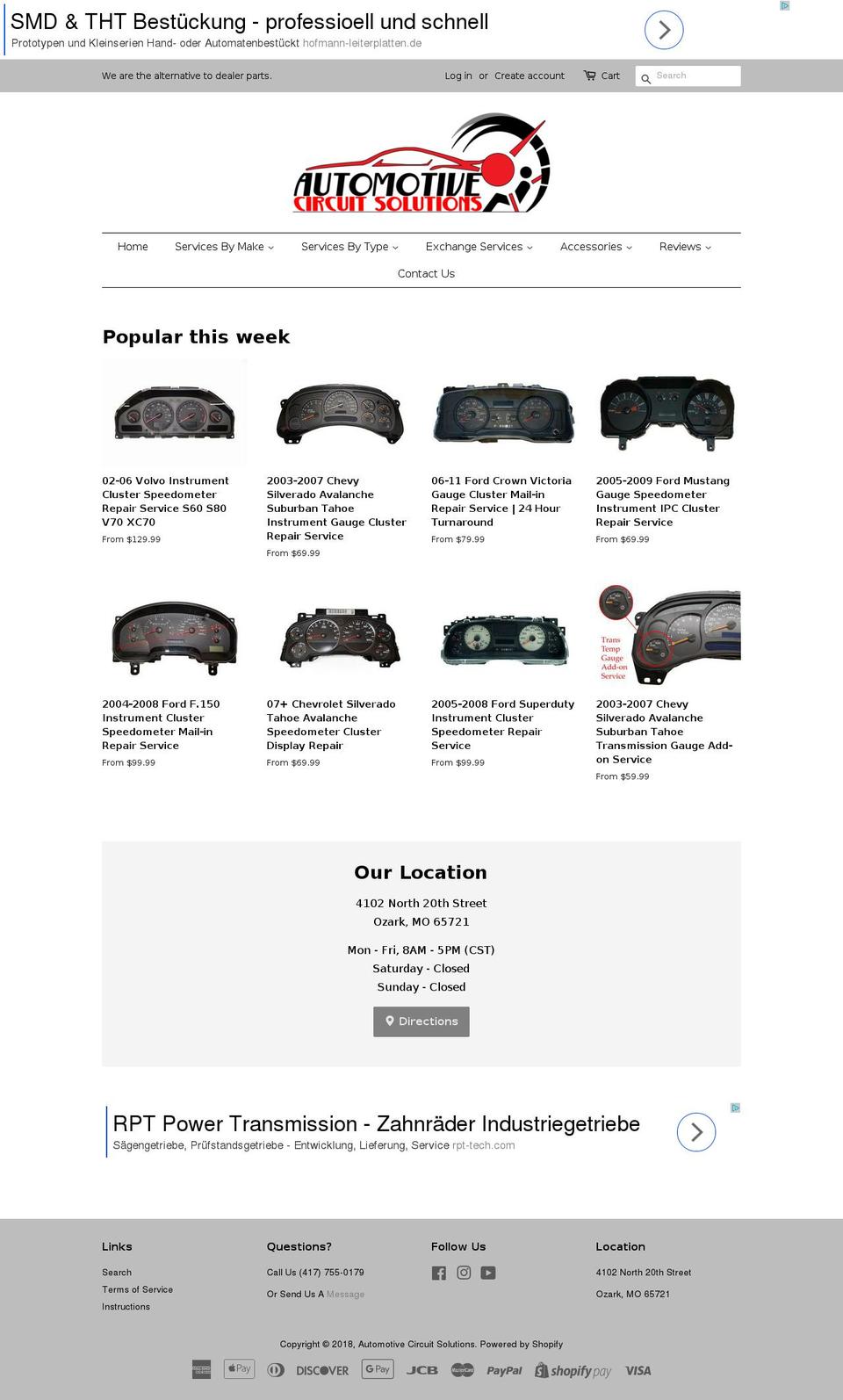 automotivecircuitsolutions.com shopify website screenshot
