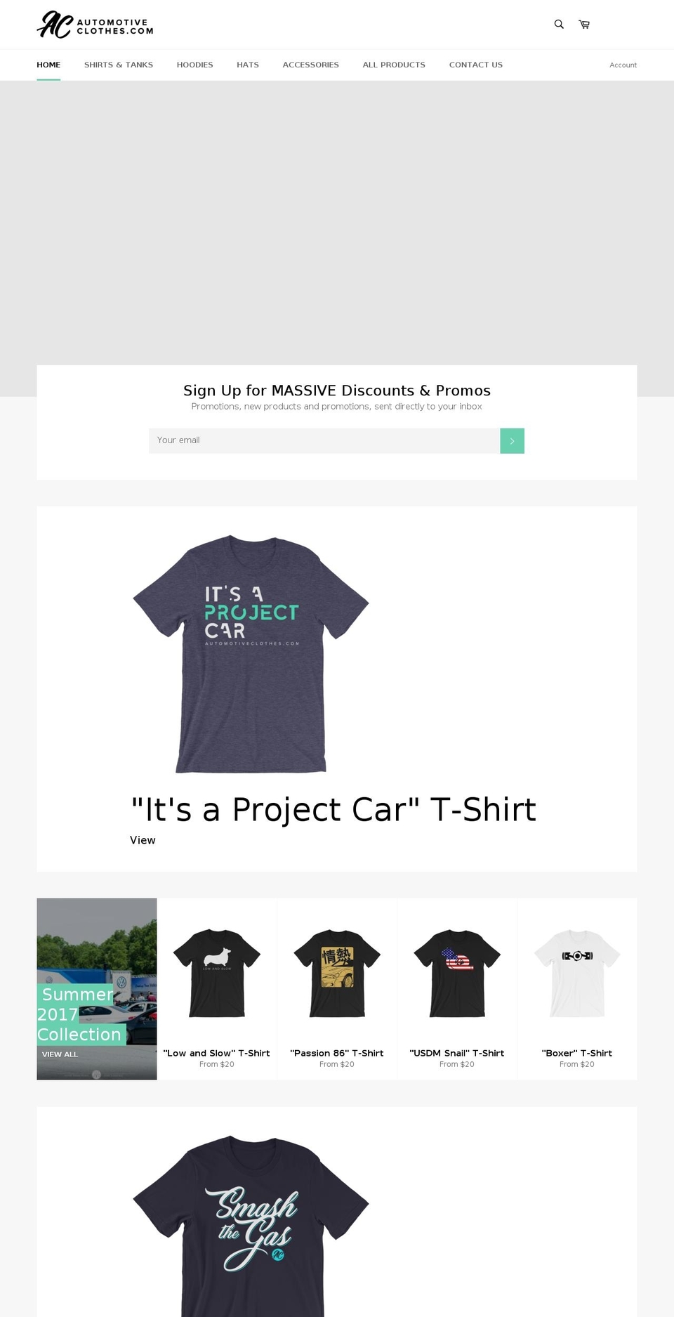 automotiveclothes.net shopify website screenshot
