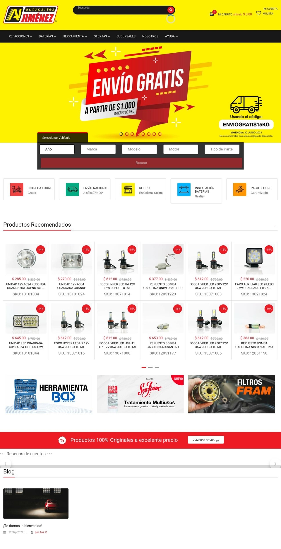 autopartesjimenez.mx shopify website screenshot