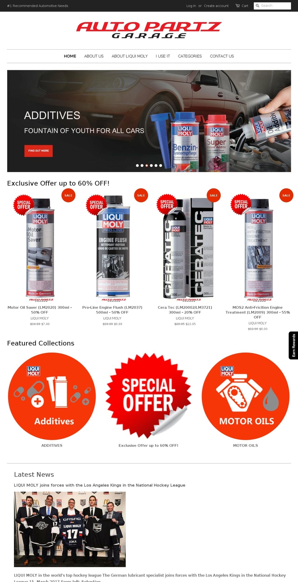 autopartzgarage.com — Shopify storefront screenshot