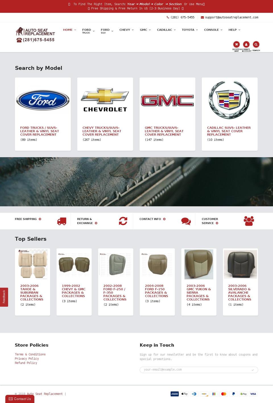 autoseatreplacement.com — Shopify storefront screenshot