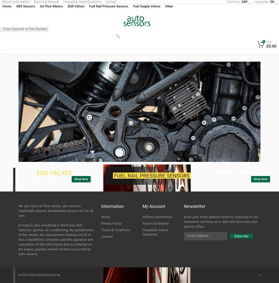 autosensors.co.uk shopify website screenshot