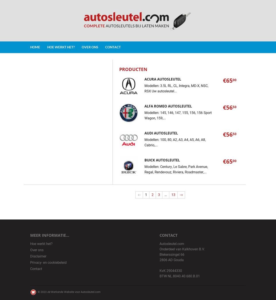 autosleutel.com shopify website screenshot