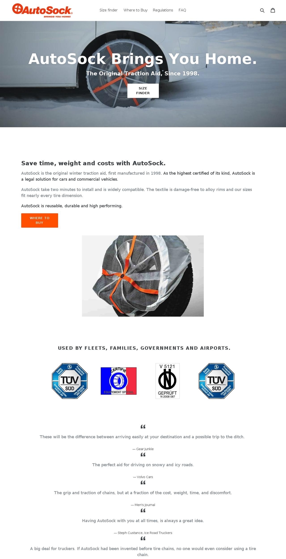 autosock.com — Shopify storefront screenshot