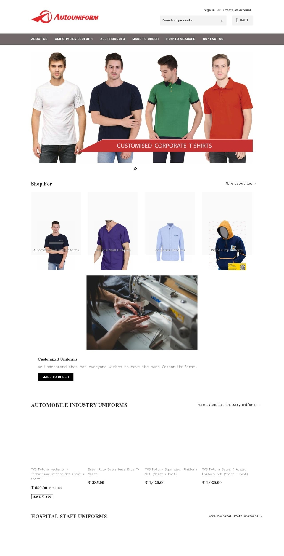 autouniform.com shopify website screenshot