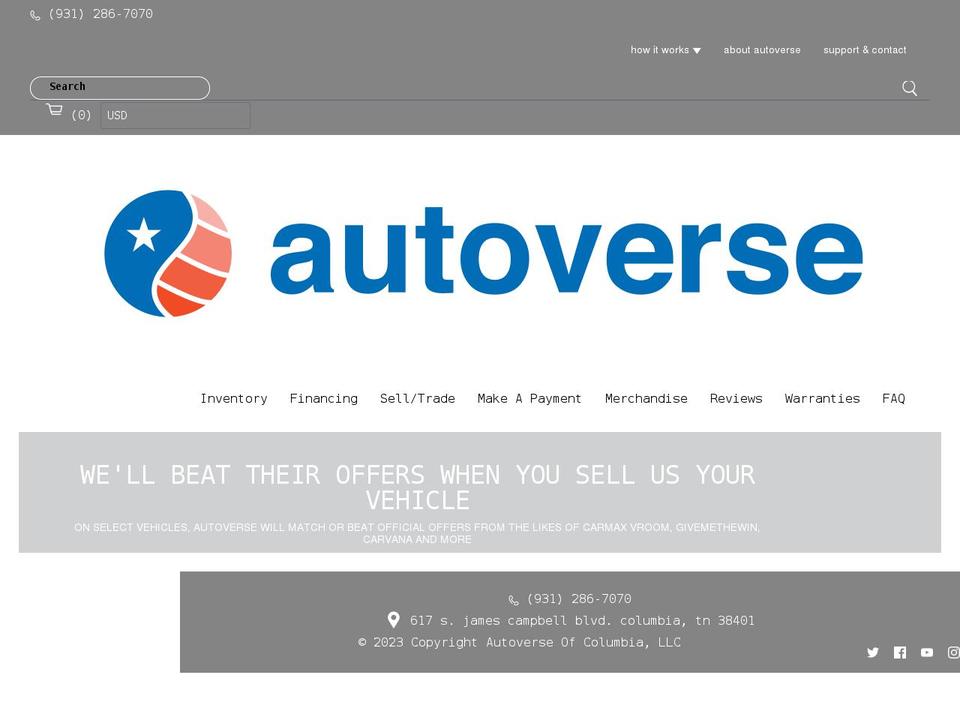 autoverse.dev shopify website screenshot