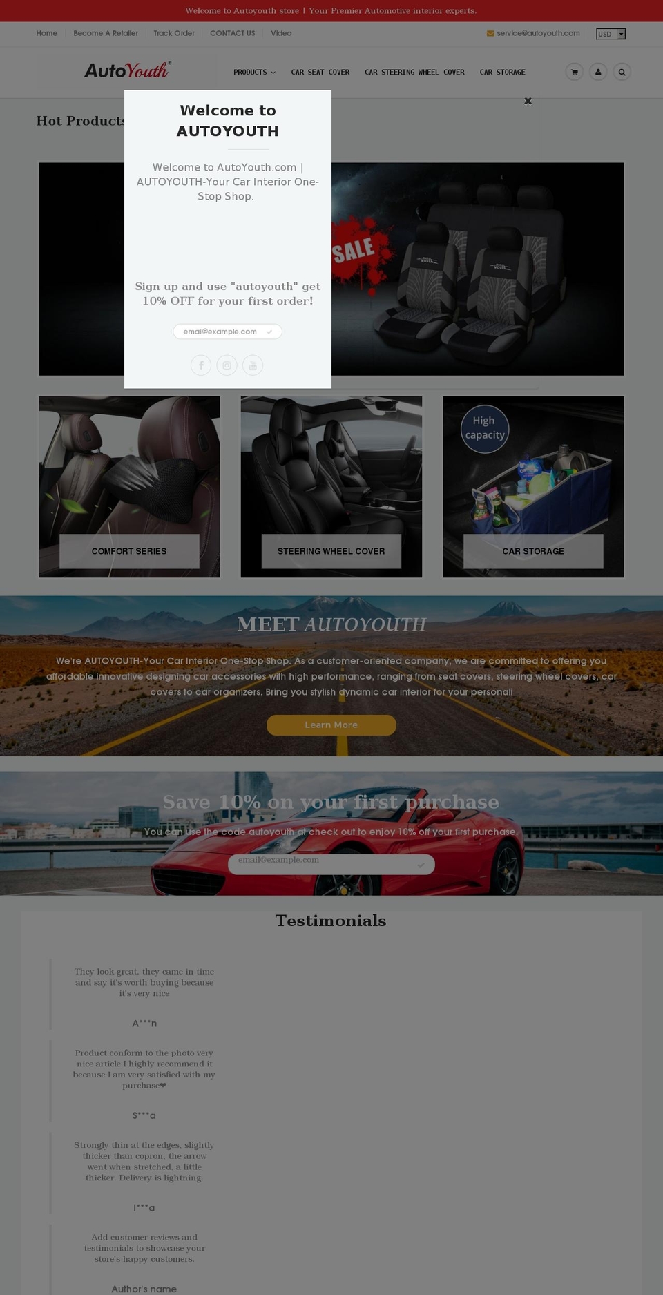 autoyouth.com shopify website screenshot