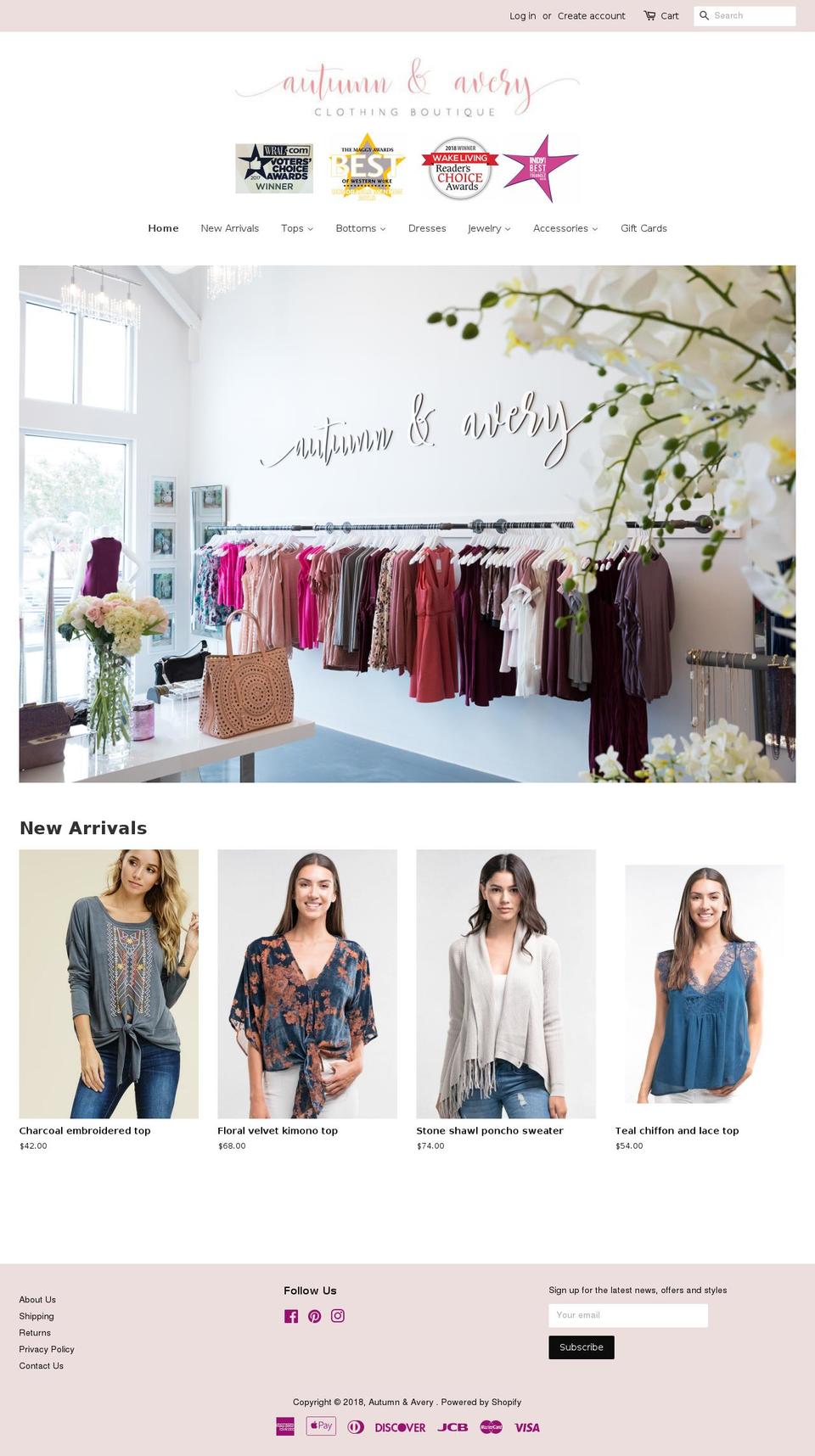 autumnandavery.com — Shopify storefront screenshot