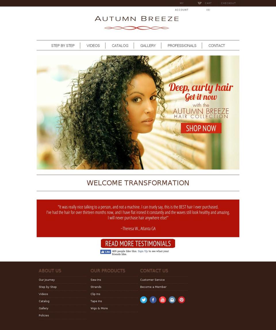 Copy of Responsive Shopify theme site example autumnbreezehair.com