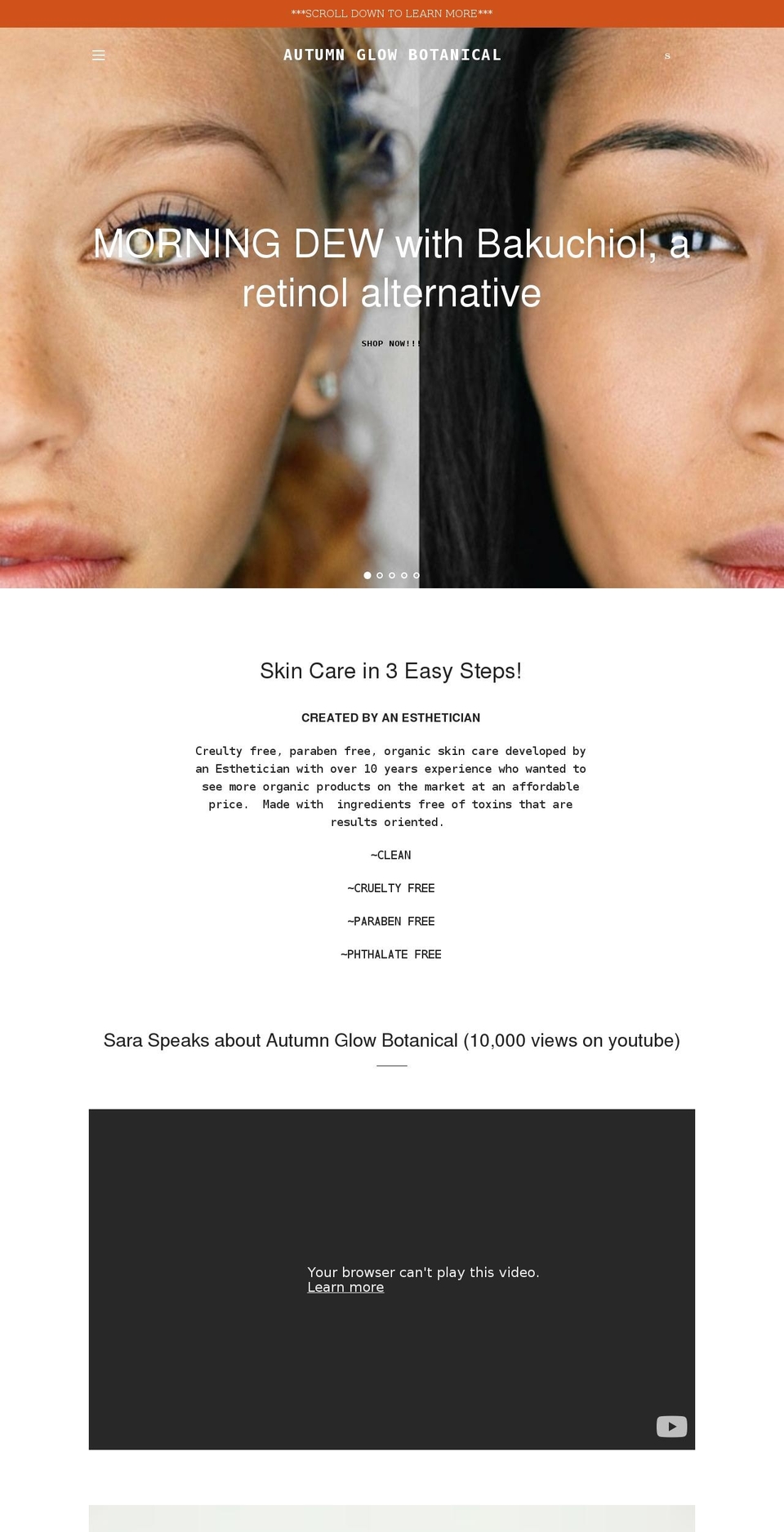 autumnglowbotanical.com shopify website screenshot