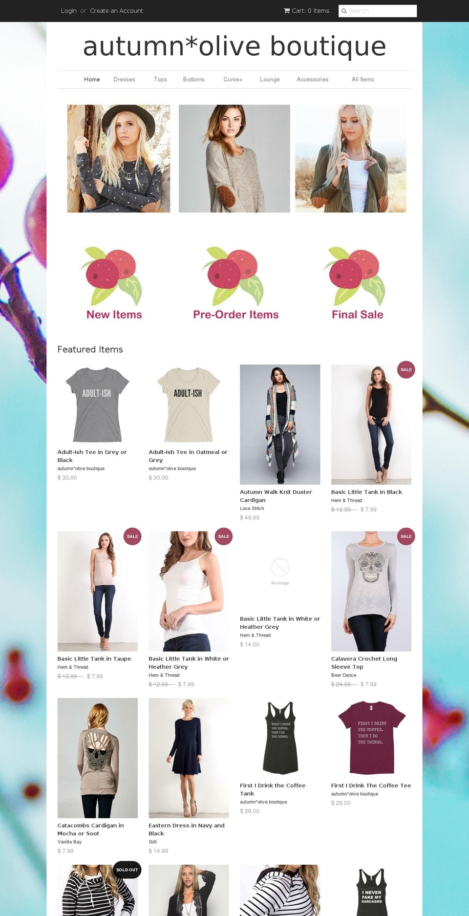 autumnoliveboutique.com shopify website screenshot