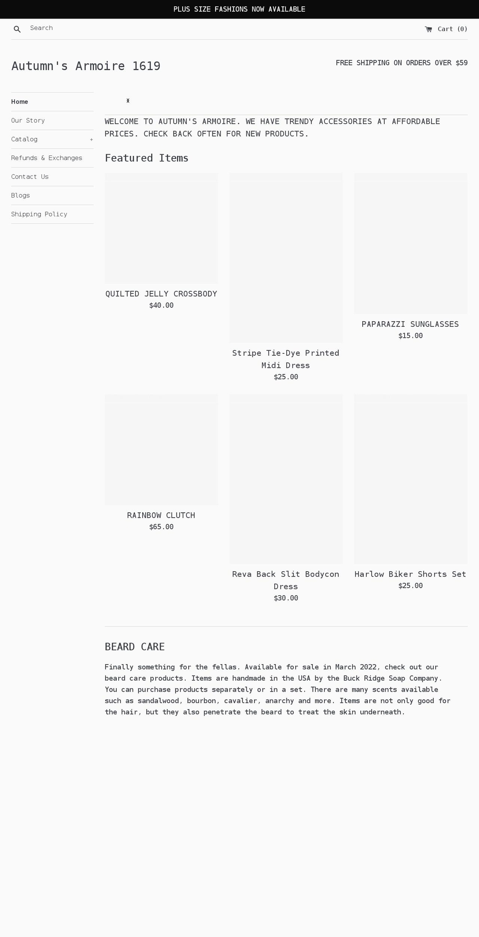 autumnsarmoire1619.com shopify website screenshot