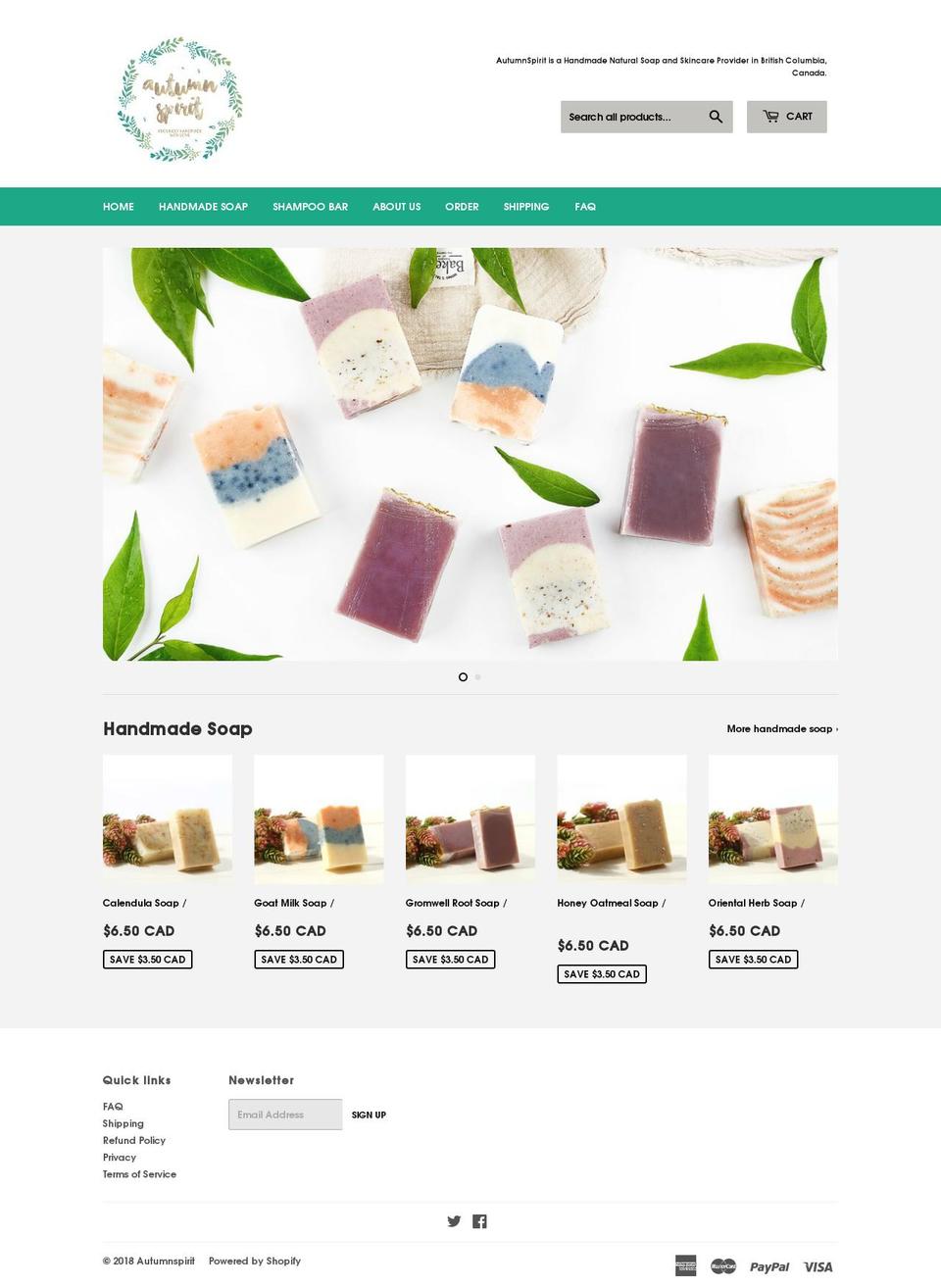 autumnspirits.com — Shopify storefront screenshot