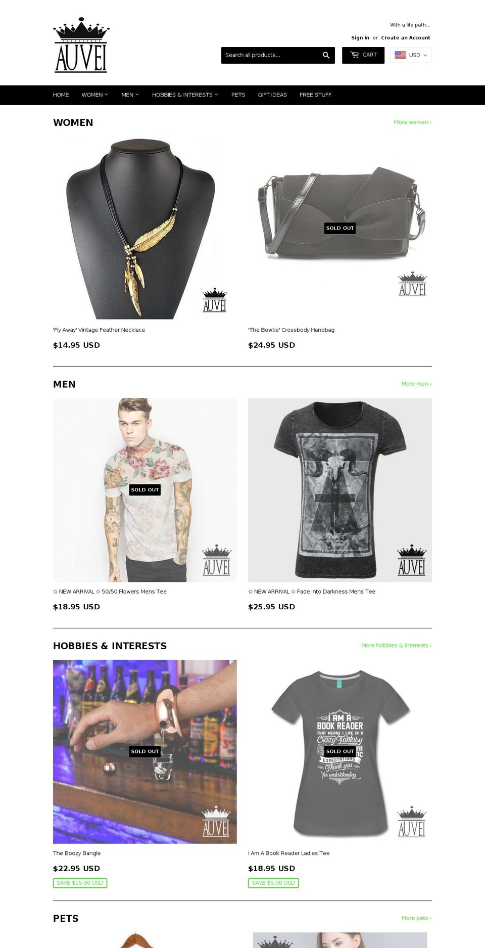 auvei.com — Shopify storefront screenshot