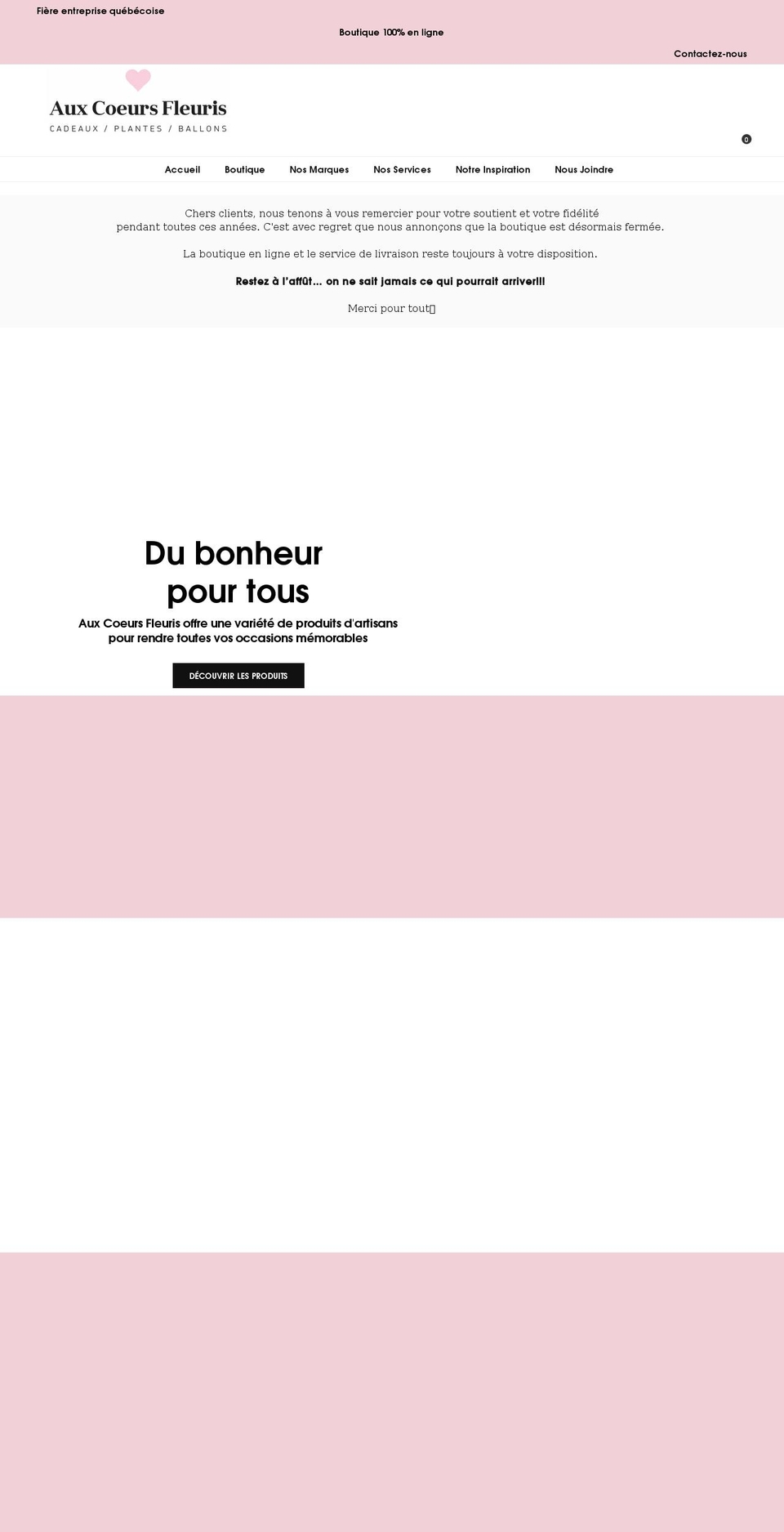 auxcoeursfleuris.com shopify website screenshot