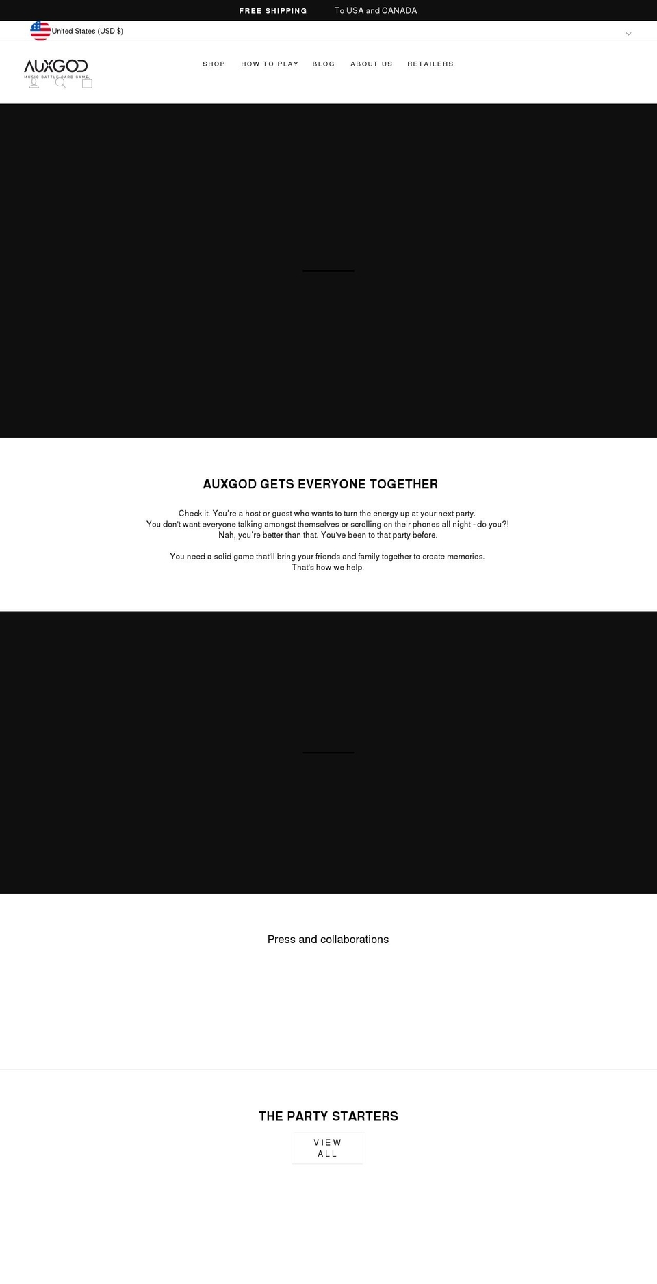 auxgodgame.com shopify website screenshot