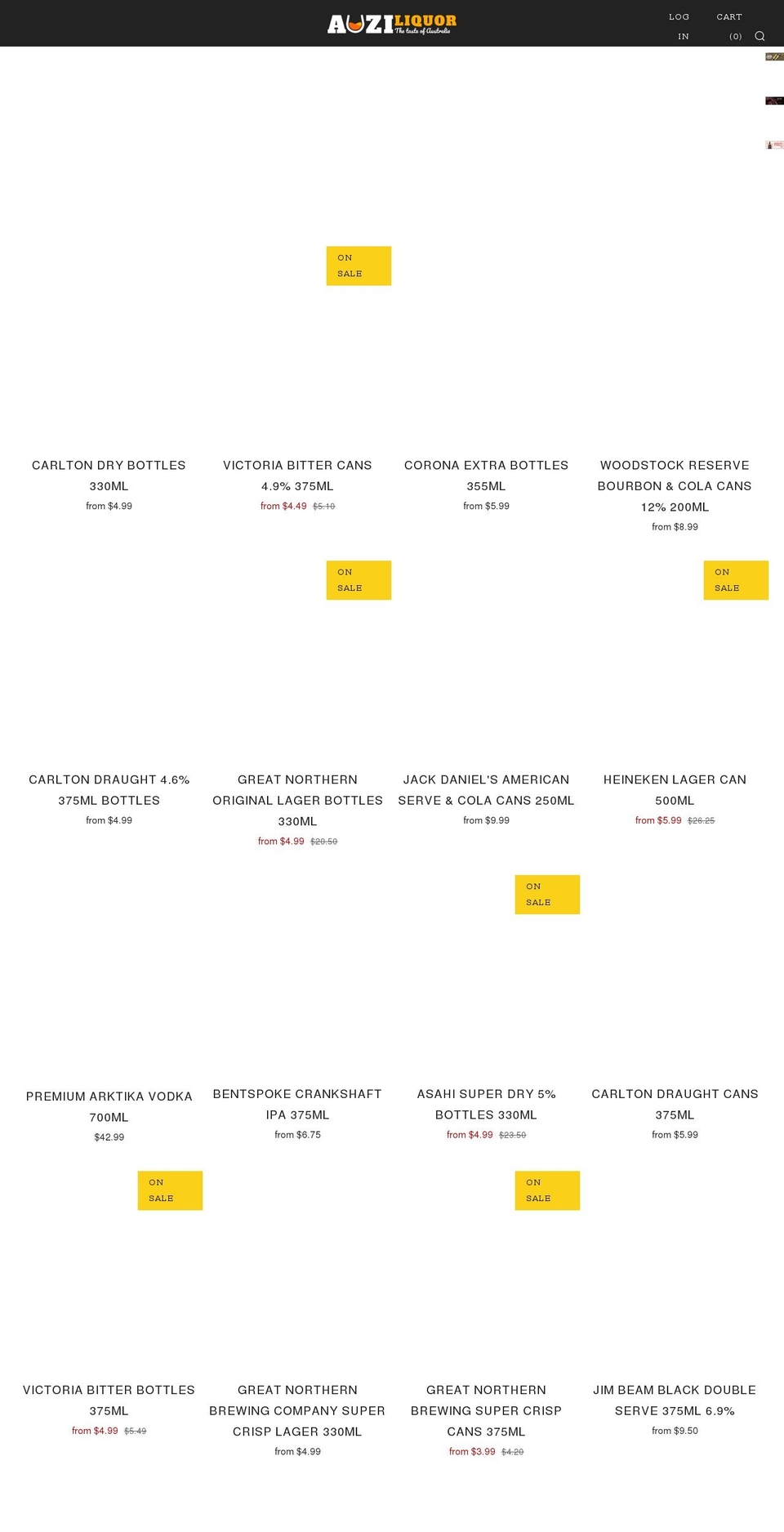 auziliquor.com.au shopify website screenshot
