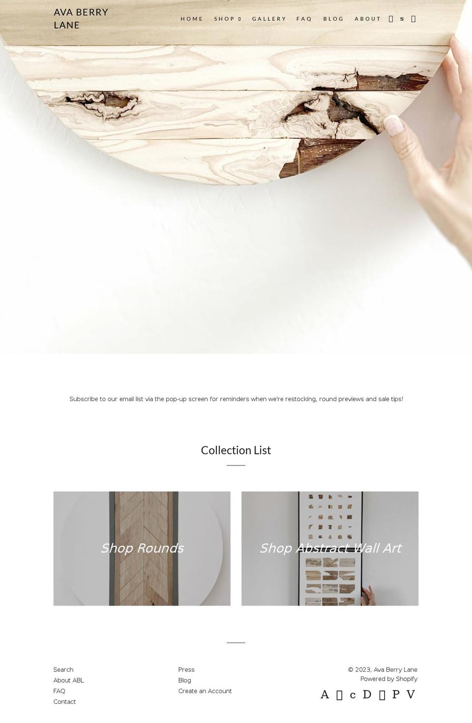 ava-berry-lane.myshopify.com shopify website screenshot