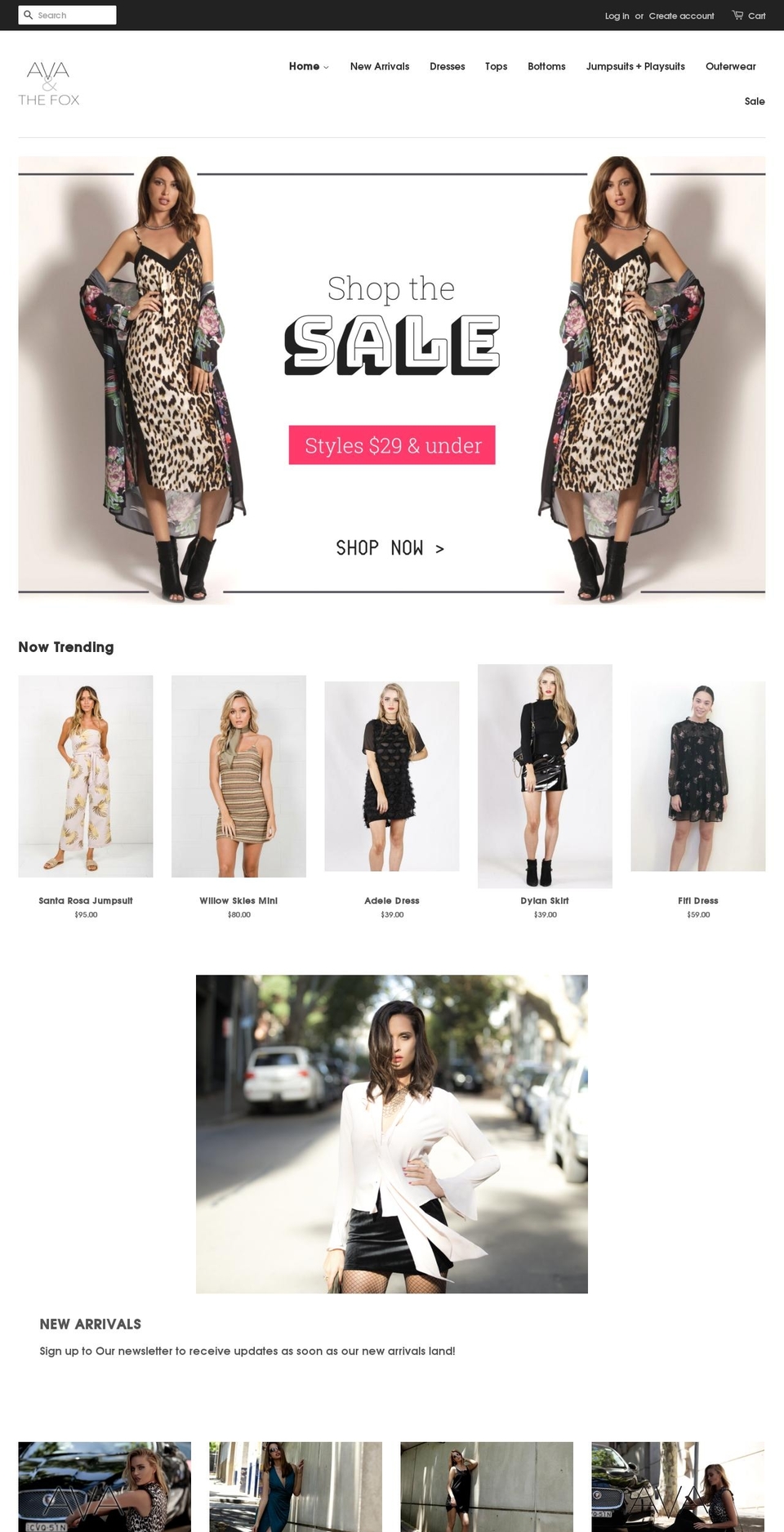 avaandthefox.com — Shopify storefront screenshot