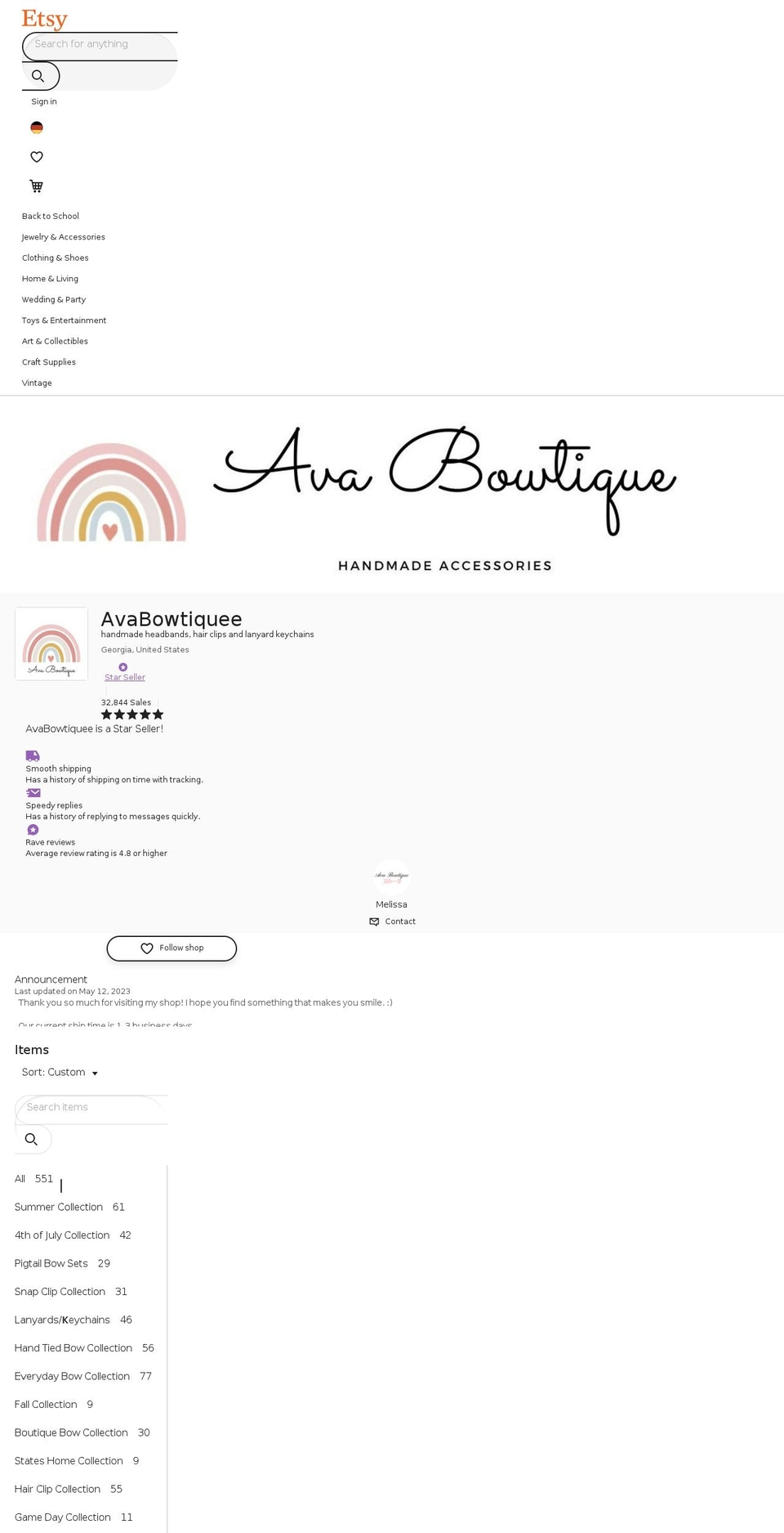 avabowtique.com shopify website screenshot