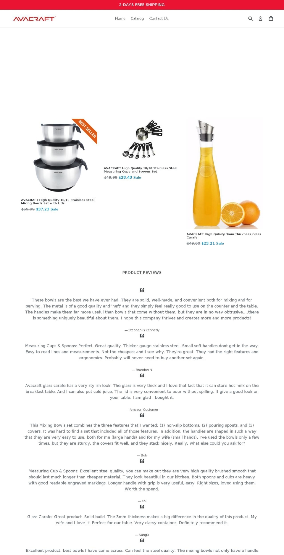 avacraft.com shopify website screenshot