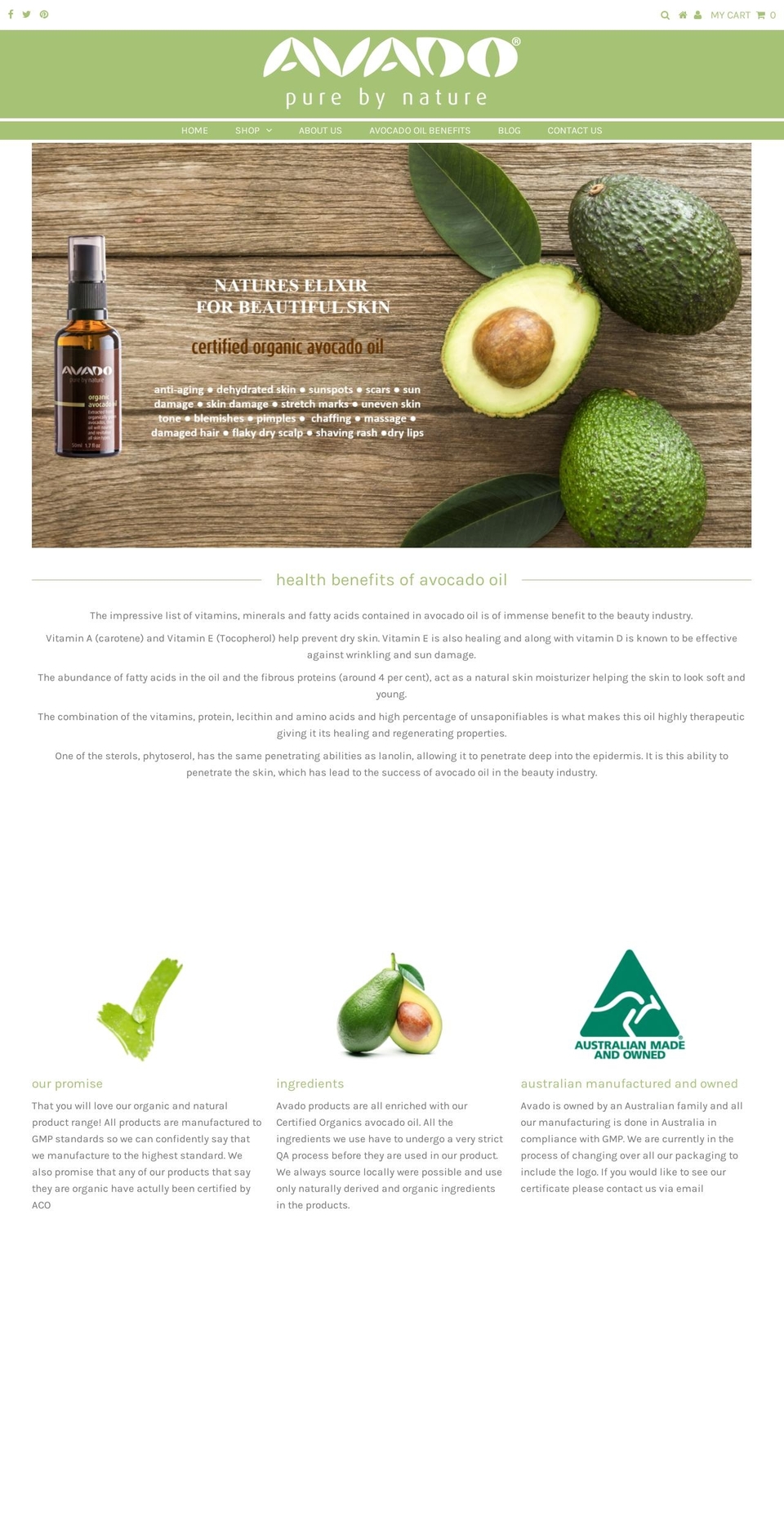 avadoorganics.com — Shopify storefront screenshot