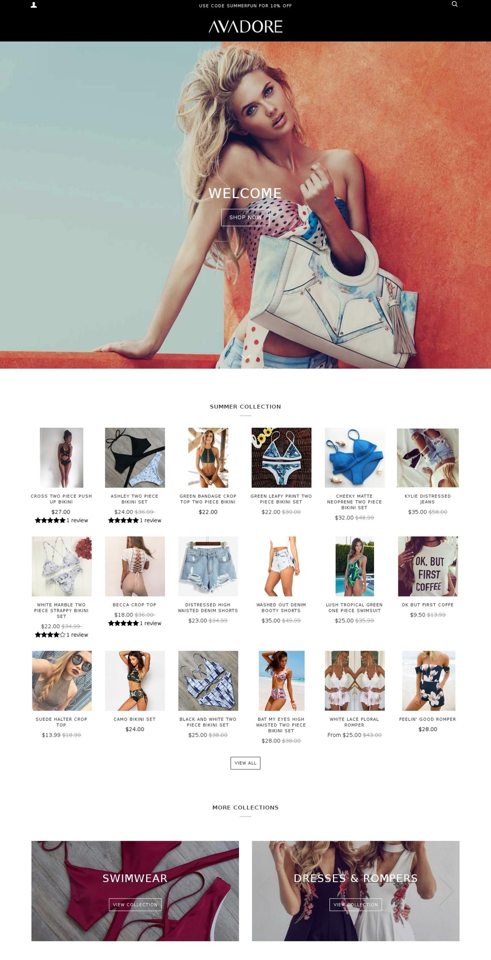 avadore.co shopify website screenshot