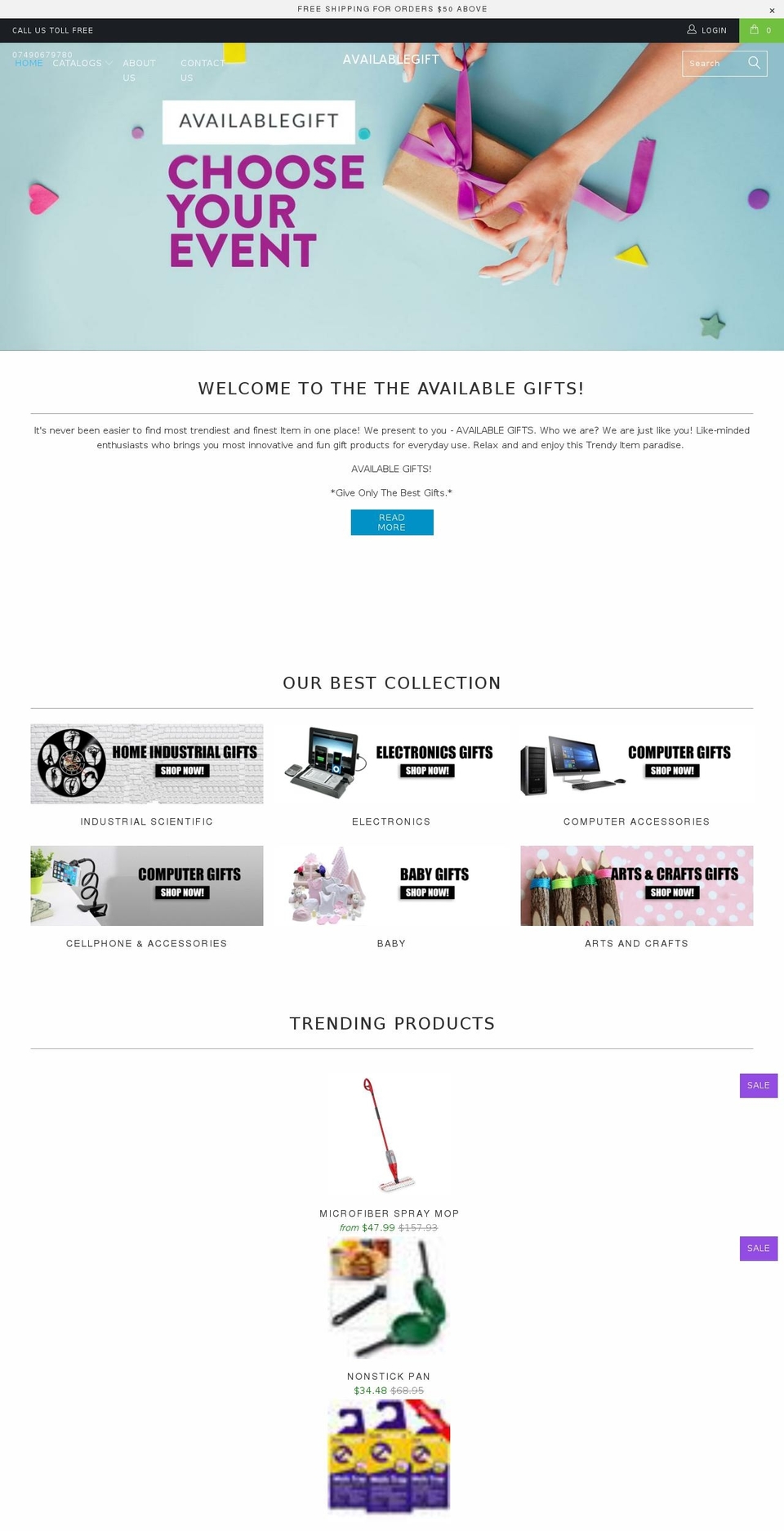 availablegift.com — Shopify storefront screenshot