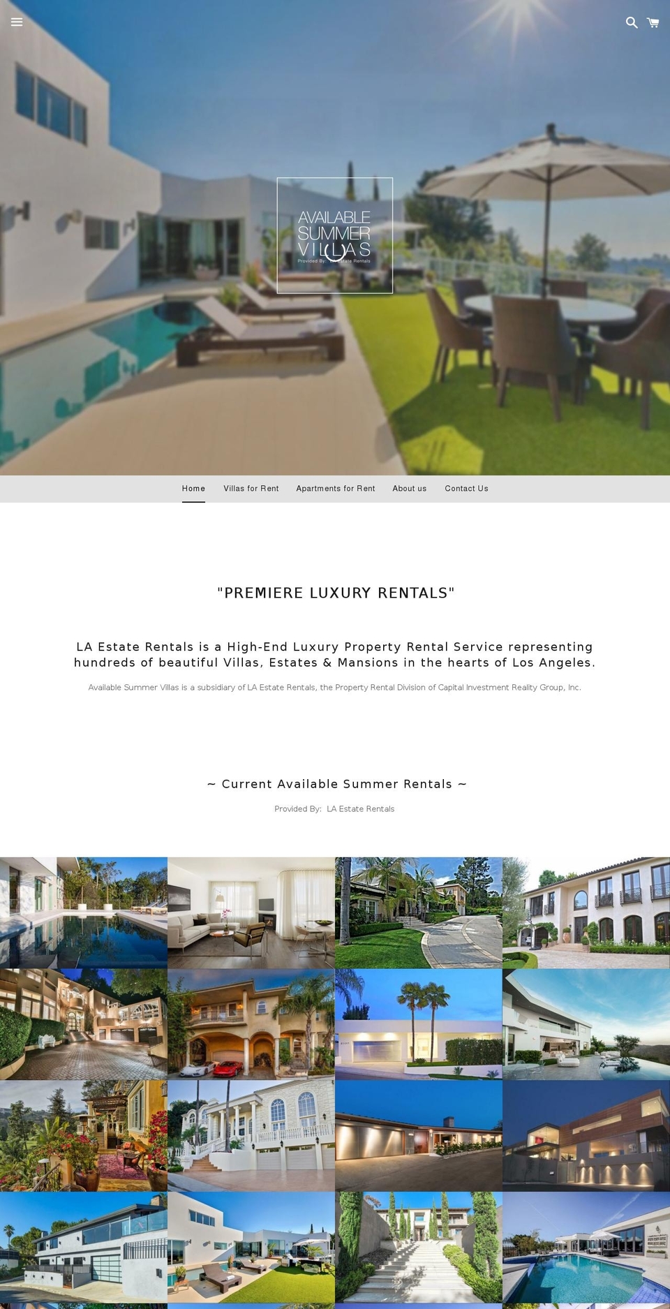 availablesummervillas.com shopify website screenshot