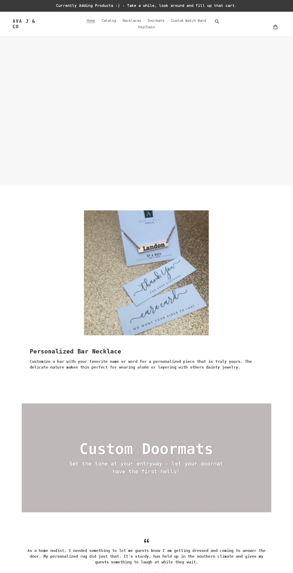 avajandco.com shopify website screenshot