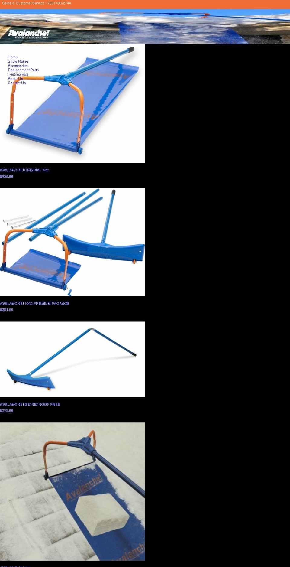 avalanche-snow.ca shopify website screenshot