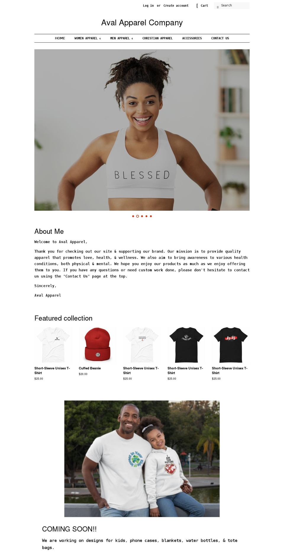 avalapparelcompany.com shopify website screenshot