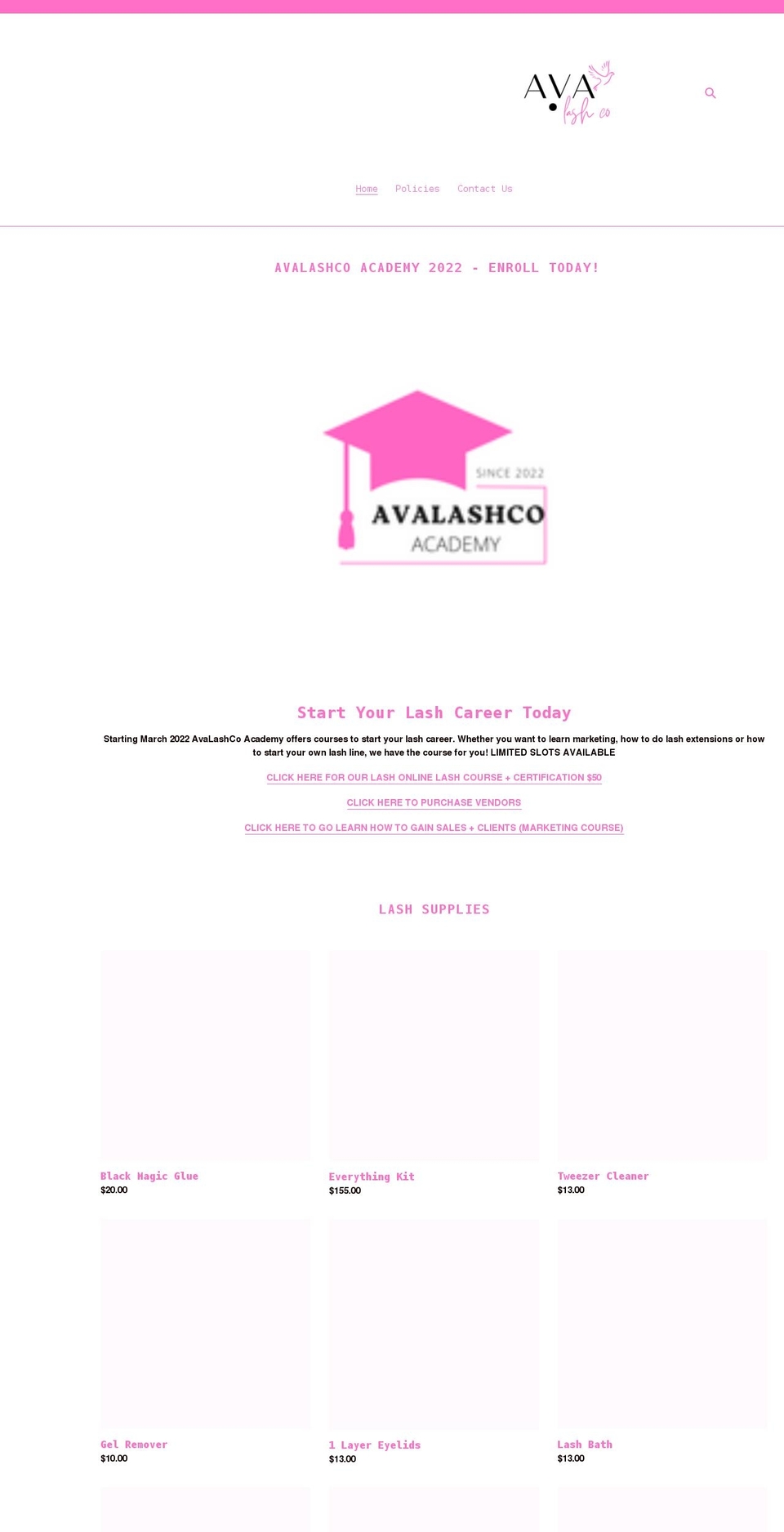 avalashcompany.com shopify website screenshot