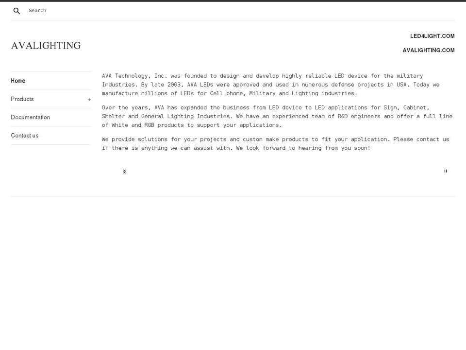 avalighting.com shopify website screenshot
