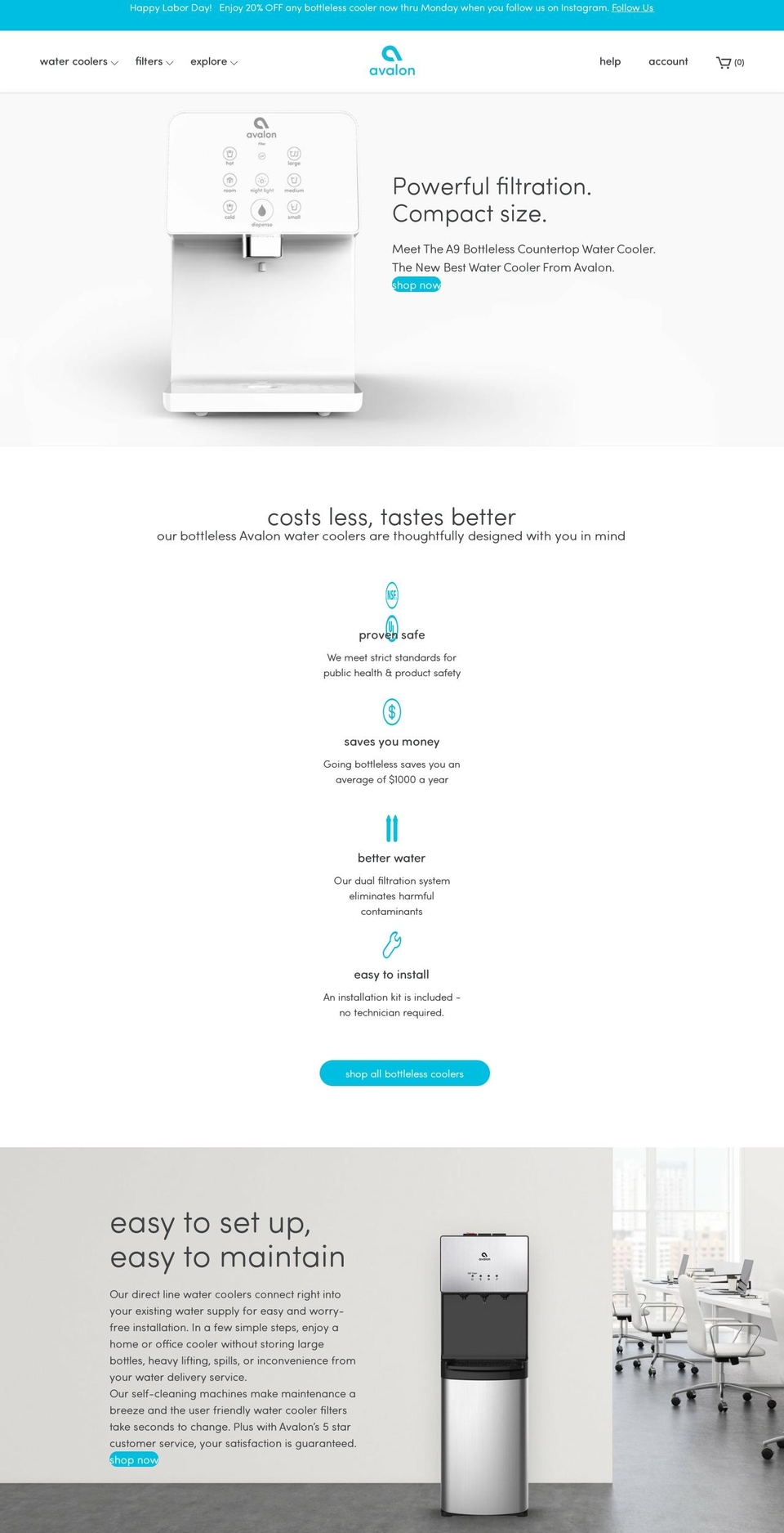 avalonh20.com — Shopify storefront screenshot