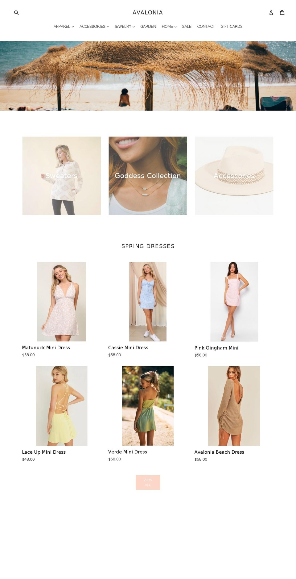 avaloniadecor.com — Shopify storefront screenshot