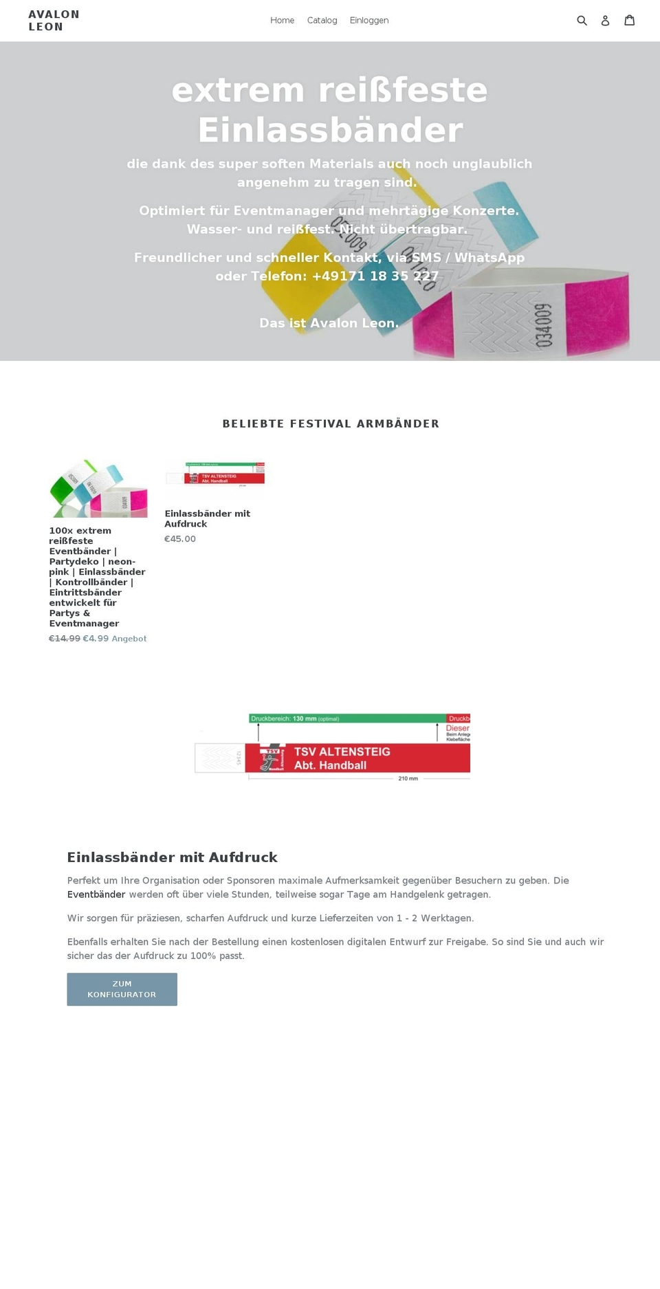 avalonleon.net shopify website screenshot