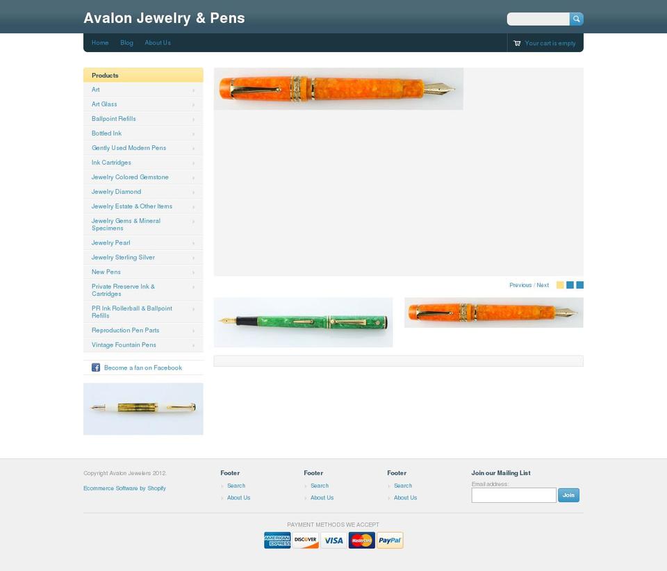 avalonpen.com shopify website screenshot