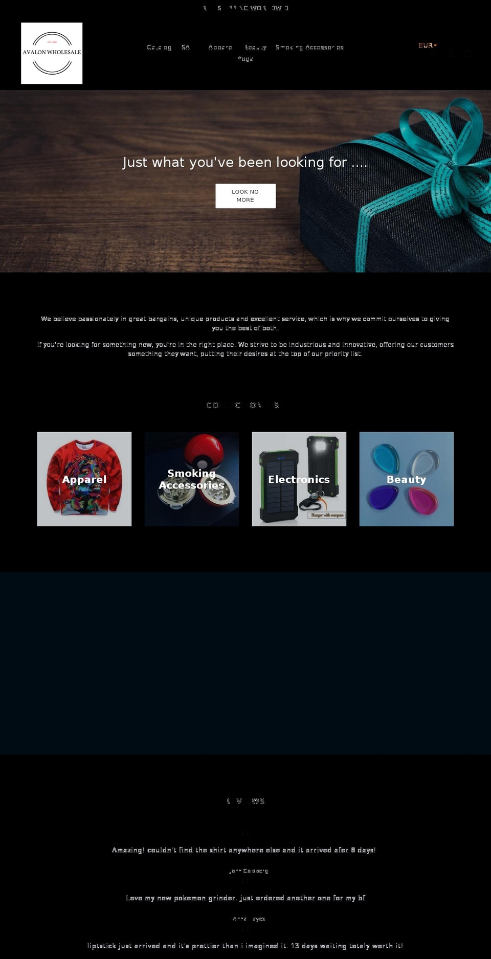 avalonwholesale.com shopify website screenshot