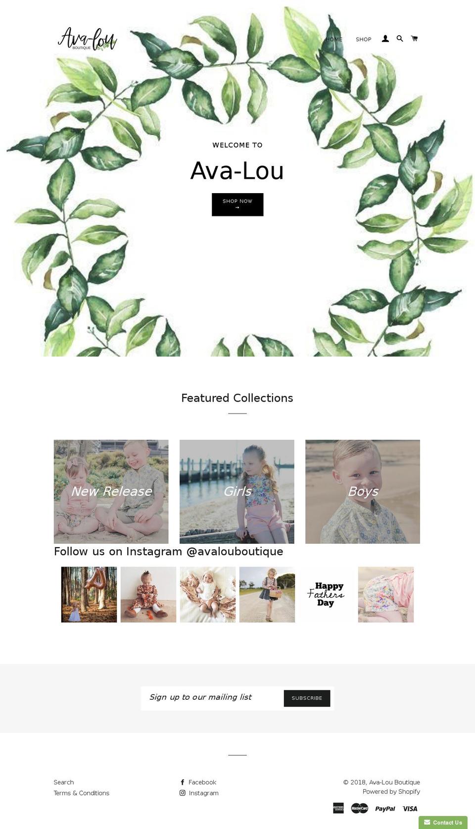 avalouboutique.com shopify website screenshot