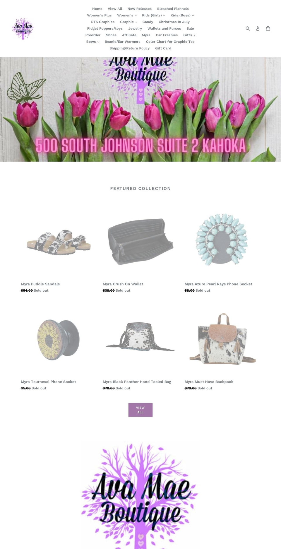 avamaeboutique.com — Shopify storefront screenshot