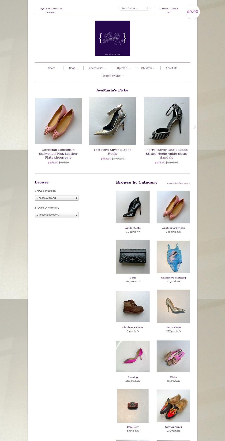 avamaria.myshopify.com shopify website screenshot