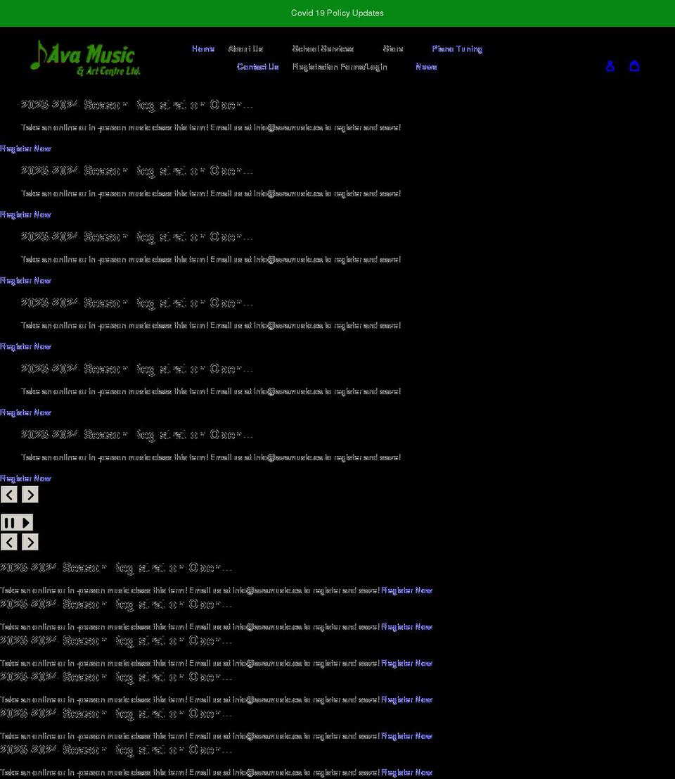 avamusic.com shopify website screenshot